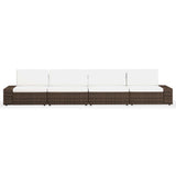 4 Piece Garden Lounge Set Poly Rattan Brown - Side View