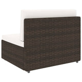 4 Piece Garden Lounge Set Poly Rattan Brown - Close-Up Angle