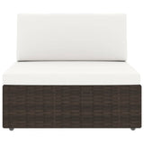 5 Piece Garden Lounge Set Poly Rattan Brown - Side View