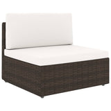 10 Piece Garden Lounge Set Poly Rattan Brown - Side View