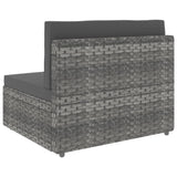 6 Piece Garden Lounge Set Poly Rattan Grey - Close-Up Angle