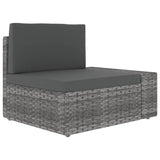 4 Piece Garden Lounge Set Poly Rattan Grey - Rear View