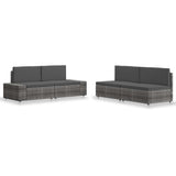 4 Piece Garden Lounge Set Poly Rattan Grey