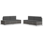 4 Piece Garden Lounge Set Poly Rattan Grey