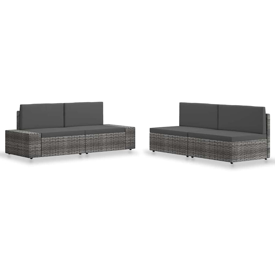 4 Piece Garden Lounge Set Poly Rattan Grey