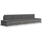 4 Piece Garden Lounge Set Poly Rattan Grey