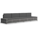 4 Piece Garden Lounge Set Poly Rattan Grey - Front View