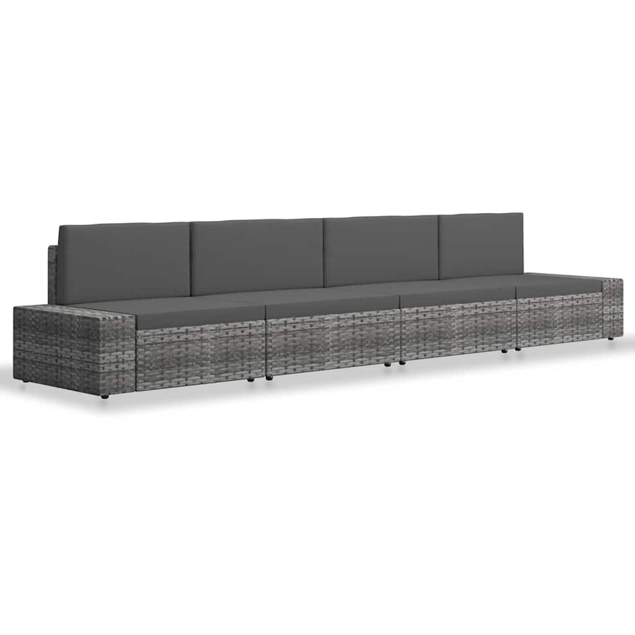 4 Piece Garden Lounge Set Poly Rattan Grey