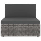 4 Piece Garden Lounge Set Poly Rattan Grey - Side View