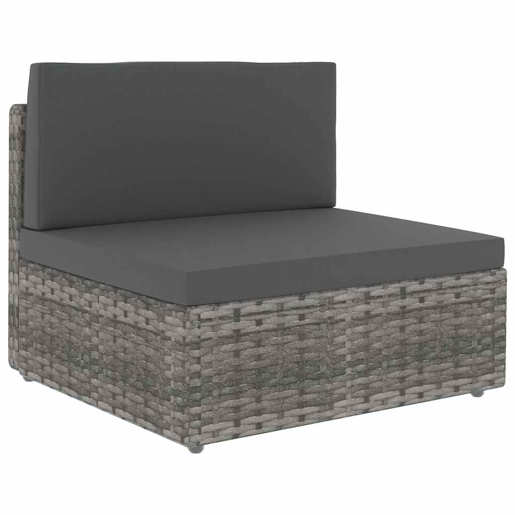 4 Piece Garden Lounge Set Poly Rattan Grey