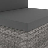 4 Piece Garden Lounge Set Poly Rattan Grey - Close-Up Angle