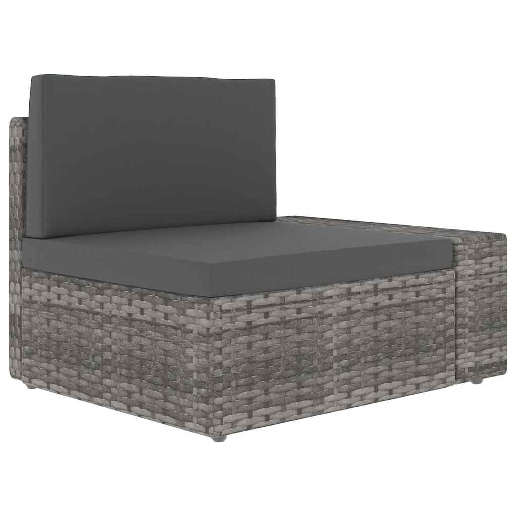 4 Piece Garden Lounge Set Poly Rattan Grey