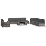 9 Piece Garden Lounge Set Poly Rattan Grey