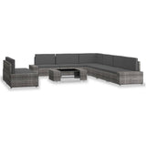 9 Piece Garden Lounge Set Poly Rattan Grey