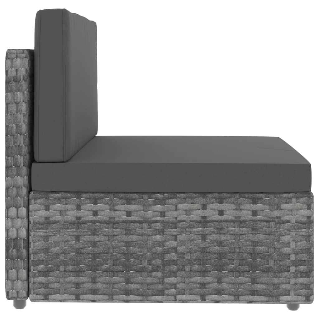 9 Piece Garden Lounge Set Poly Rattan Grey