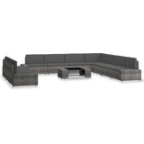 10 Piece Garden Lounge Set Poly Rattan Grey