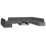 10 Piece Garden Lounge Set Poly Rattan Grey