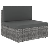 10 Piece Garden Lounge Set Poly Rattan Grey