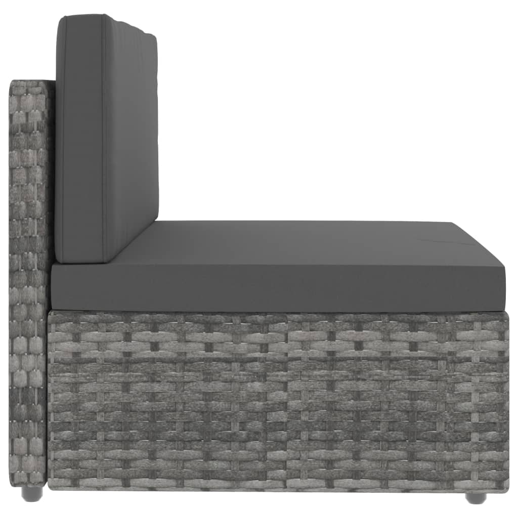 10 Piece Garden Lounge Set Poly Rattan Grey