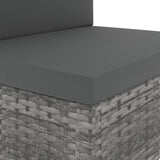 10 Piece Garden Lounge Set Poly Rattan Grey - Close-Up Angle