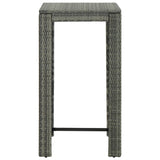 Garden Bar Table Grey 60.5x60.5x110.5 cm Poly Rattan - Front View