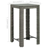 Garden Bar Table Grey 60.5x60.5x110.5 cm Poly Rattan - Rear View