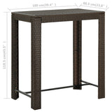 Garden Bar Table Brown 100x60.5x110.5 cm Poly Rattan - Rear View