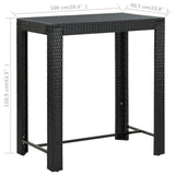 Garden Bar Table Black 100x60.5x110.5 cm Poly Rattan - Rear View
