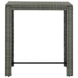 Garden Bar Table Grey 100x60.5x110.5 cm Poly Rattan - Front View