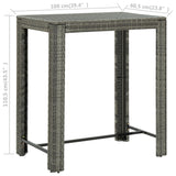 Garden Bar Table Grey 100x60.5x110.5 cm Poly Rattan - Rear View