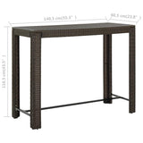 Garden Bar Table Brown 140.5x60.5x110.5 cm Poly Rattan - Rear View