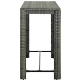 Garden Bar Table Grey 140.5x60.5x110.5 cm Poly Rattan - Side View