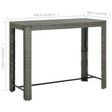 Garden Bar Table Grey 140.5x60.5x110.5 cm Poly Rattan - Rear View