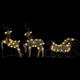 Reindeer & Sleigh Christmas Decoration 60 LEDs Outdoor Gold - Side View