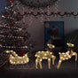 Reindeer & Sleigh Christmas Decoration 60 LEDs Outdoor Gold