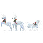 Reindeer & Sleigh Christmas Decoration 60 LEDs Outdoor Silver