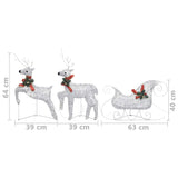 Reindeer & Sleigh Christmas Decoration 60 LEDs Outdoor Silver - Close-Up Angle
