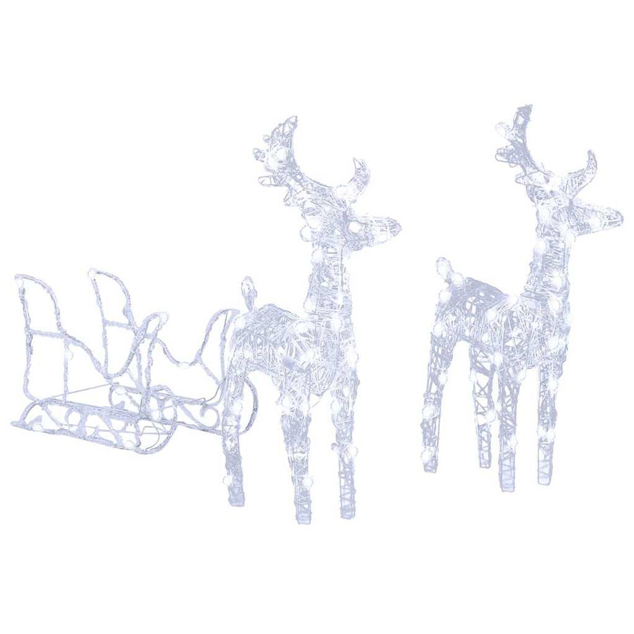 Reindeers & Sleigh Christmas Decoration 160 LEDs 130 cm Acrylic