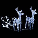 Reindeers & Sleigh Christmas Decoration 160 LEDs 130 cm Acrylic - Side View