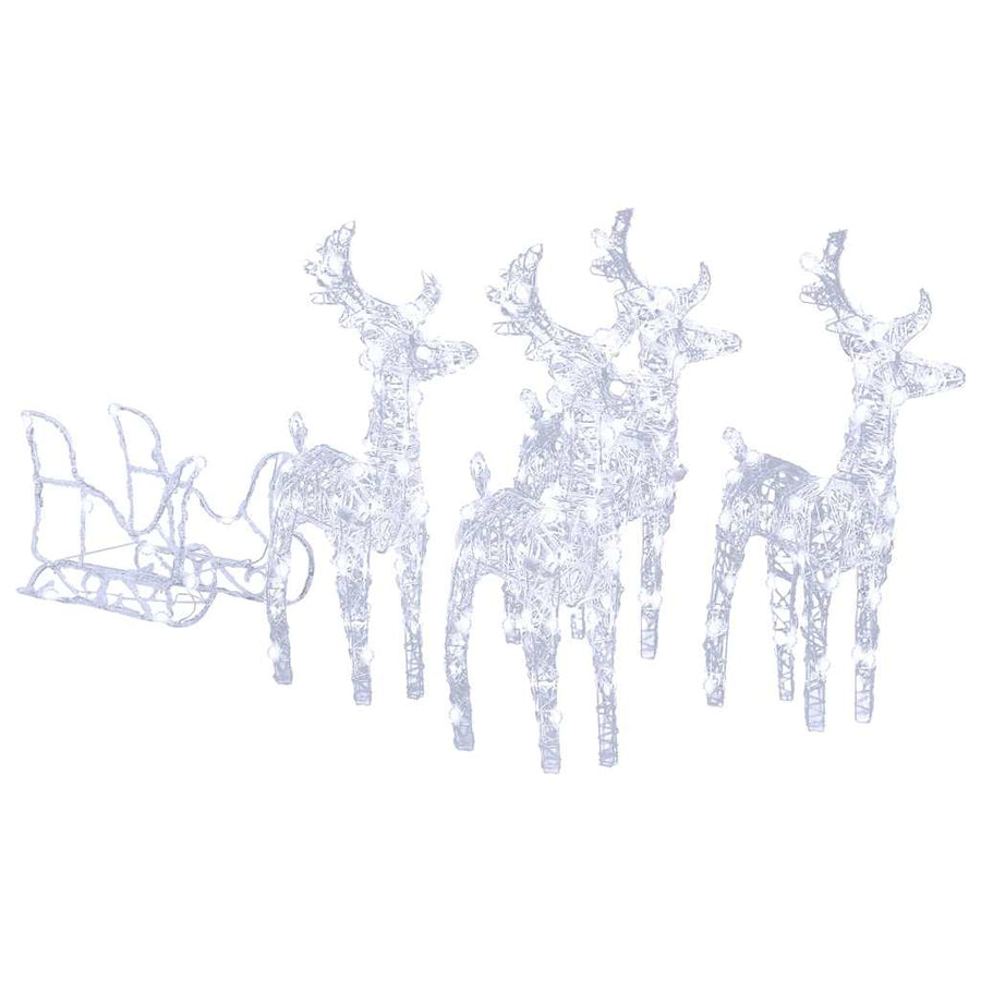 Reindeers & Sleigh Christmas Decoration 280x28x55 cm Acrylic