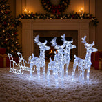 Reindeers & Sleigh Christmas Decoration 280x28x55 cm Acrylic