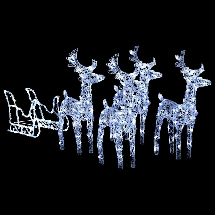 Reindeers & Sleigh Christmas Decoration 280x28x55 cm Acrylic