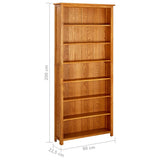 7-Tier Bookcase 90x22.5x200 cm Solid Oak Wood - Rear View