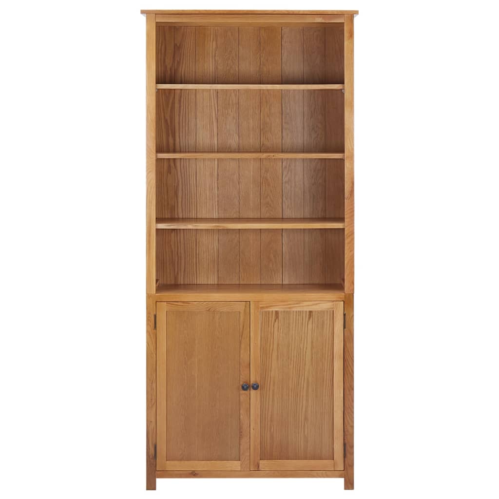 Bookcase with 2 Doors 90x30x200 cm Solid Oak Wood
