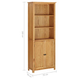 Bookcase with 2 Doors 70x30x180 cm Solid Oak Wood - Close-Up Angle