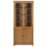 Bookcase with 4 Doors 90x35x200 cm Solid Oak Wood and Glass - Front View