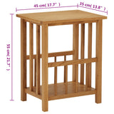Magazine Table 45x35x55 cm Solid Oak Wood - Rear View