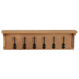 Coat Rack 60x16x16 cm Solid Oak Wood - Front View