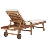 Sun Loungers with Cushions 2 pcs Solid Teak Wood Cream - 45-Degree Angle