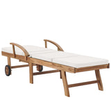 Sun Loungers with Cushions 2 pcs Solid Teak Wood Cream - Rear View